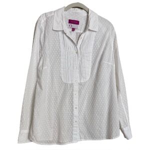 Talbots The Oprah Magazine Collection Cotton “White Swiss Dot Pintuck Shirt" 16